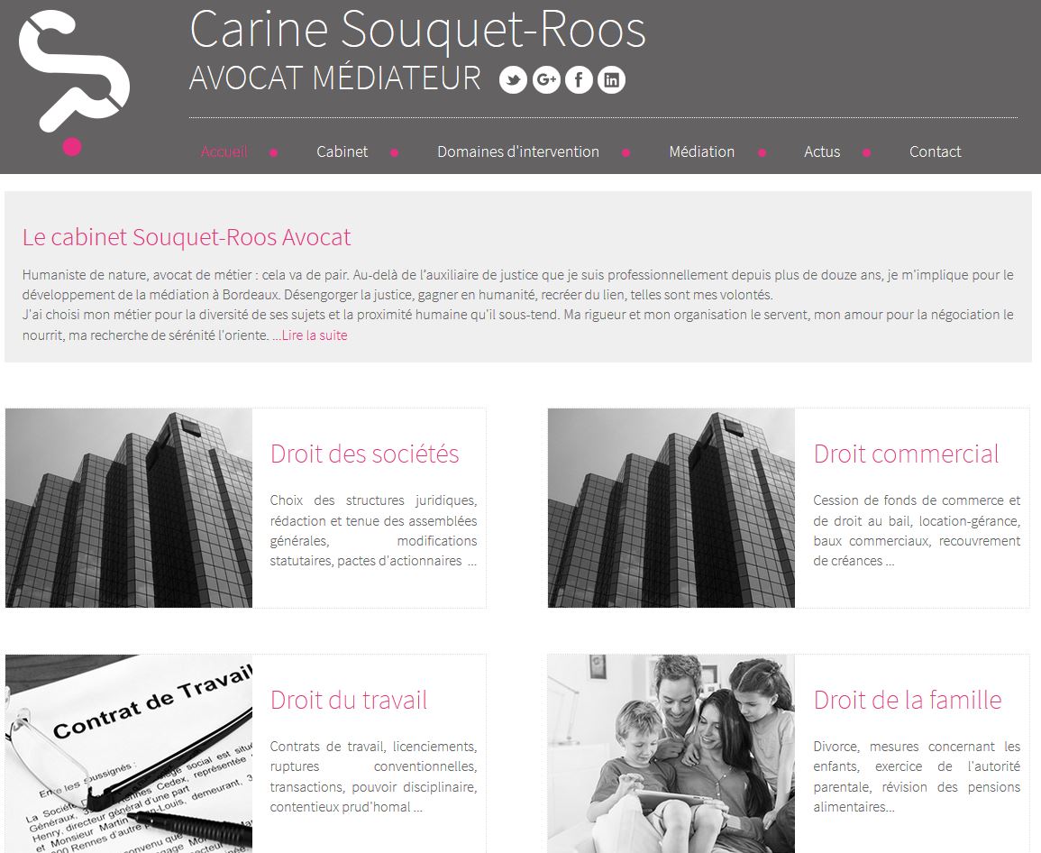 Nouvelle création AZKO ! Le site internet de Me Carine Souquet-Roos Avocat Médiateur à Bordeaux est en ligne ! 